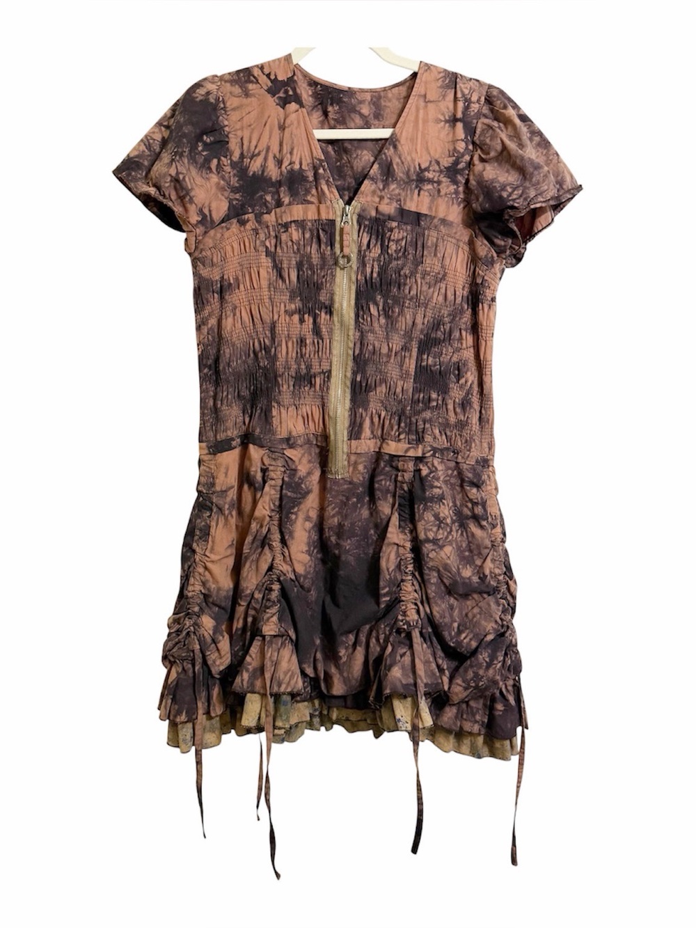 Y2K Save The Queen Tie-dye dress with cinched ruffled bottom RARE! Size Large